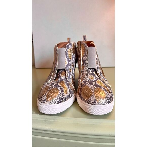 Linea Paolo Felicia III Snake Wedge Sneaker Multi Leather Zip Women's 9M - Picture 5 of 11